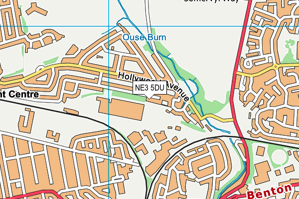 NE3 5DU map - OS VectorMap District (Ordnance Survey)