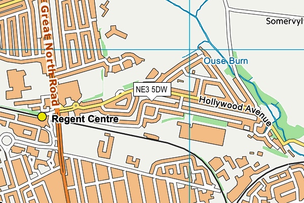 NE3 5DW map - OS VectorMap District (Ordnance Survey)