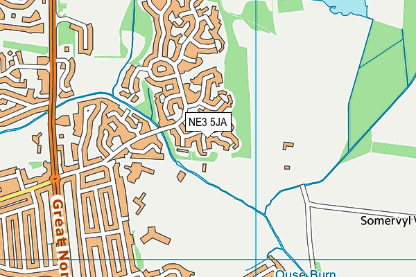 NE3 5JA map - OS VectorMap District (Ordnance Survey)
