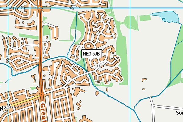 NE3 5JB map - OS VectorMap District (Ordnance Survey)