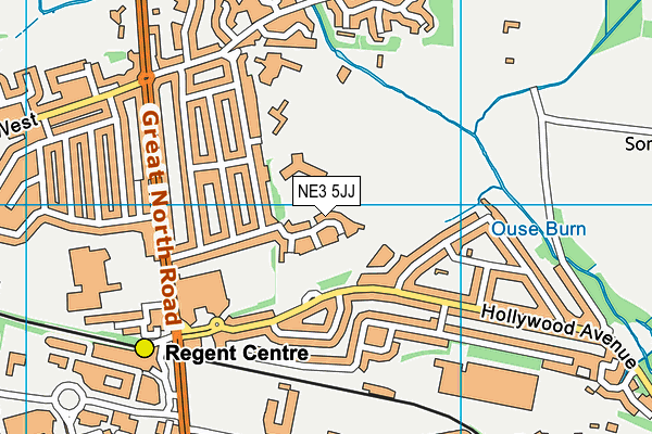 NE3 5JJ map - OS VectorMap District (Ordnance Survey)