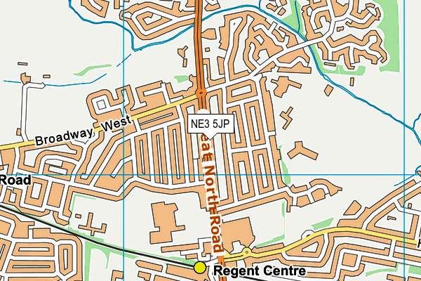 NE3 5JP map - OS VectorMap District (Ordnance Survey)