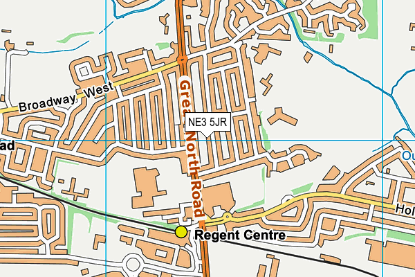 NE3 5JR map - OS VectorMap District (Ordnance Survey)