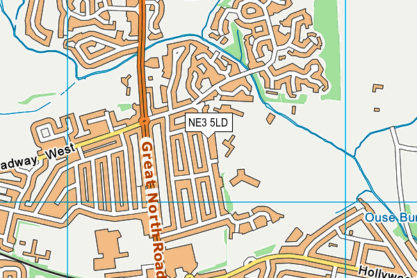 NE3 5LD map - OS VectorMap District (Ordnance Survey)