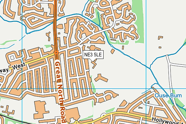 St Oswald's Catholic Primary School, Gosforth map (NE3 5LE) - OS VectorMap District (Ordnance Survey)