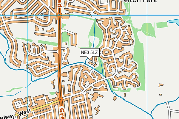 NE3 5LZ map - OS VectorMap District (Ordnance Survey)