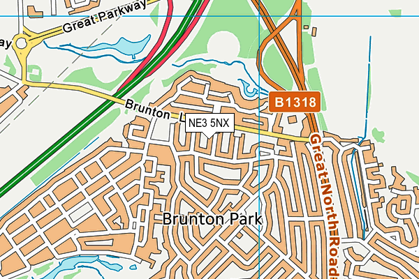 NE3 5NX map - OS VectorMap District (Ordnance Survey)