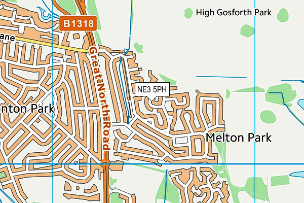 NE3 5PH map - OS VectorMap District (Ordnance Survey)
