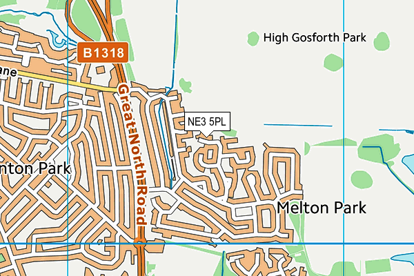 NE3 5PL map - OS VectorMap District (Ordnance Survey)