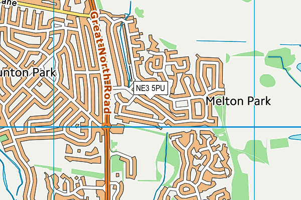 NE3 5PU map - OS VectorMap District (Ordnance Survey)
