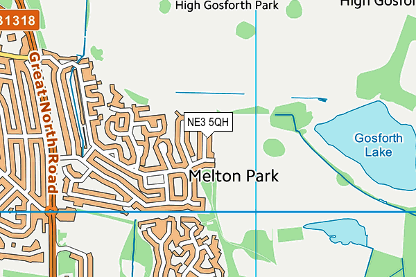 NE3 5QH map - OS VectorMap District (Ordnance Survey)
