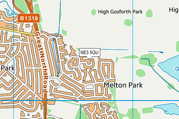 NE3 5QU map - OS VectorMap District (Ordnance Survey)