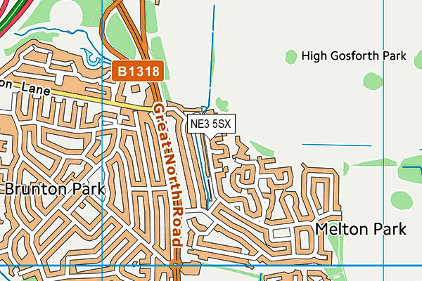NE3 5SX map - OS VectorMap District (Ordnance Survey)