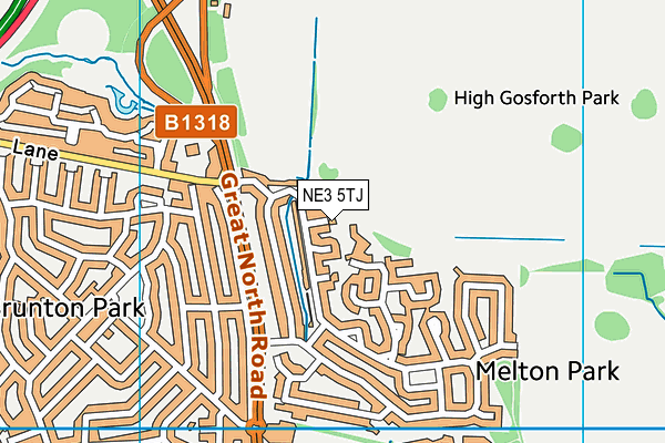 NE3 5TJ map - OS VectorMap District (Ordnance Survey)
