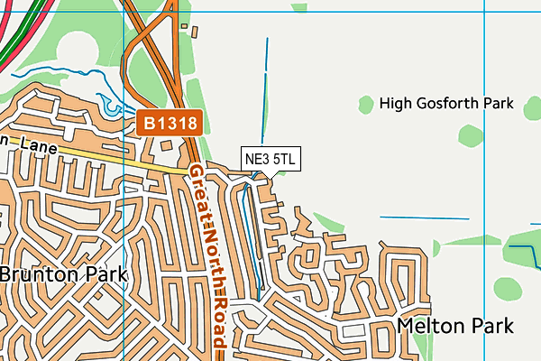 NE3 5TL map - OS VectorMap District (Ordnance Survey)