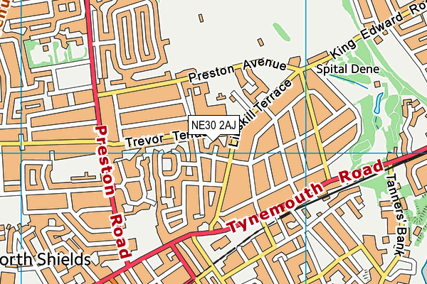 NE30 2AJ map - OS VectorMap District (Ordnance Survey)