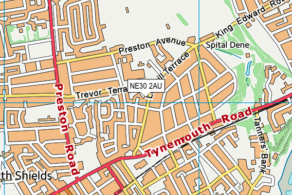 NE30 2AU map - OS VectorMap District (Ordnance Survey)