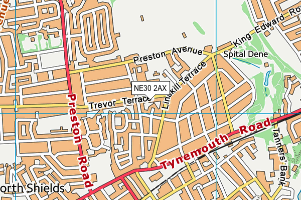 NE30 2AX map - OS VectorMap District (Ordnance Survey)