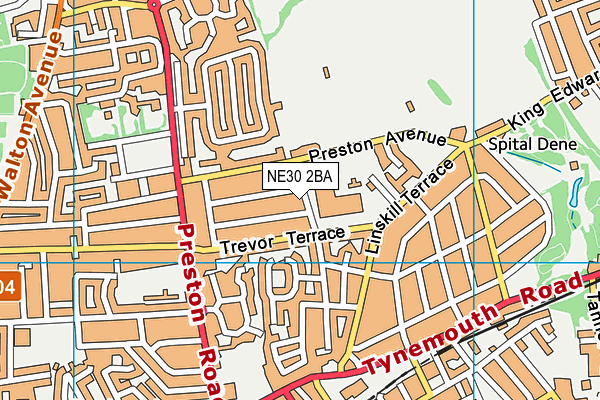 NE30 2BA map - OS VectorMap District (Ordnance Survey)