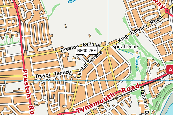 NE30 2BF map - OS VectorMap District (Ordnance Survey)
