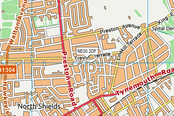 NE30 2DF map - OS VectorMap District (Ordnance Survey)