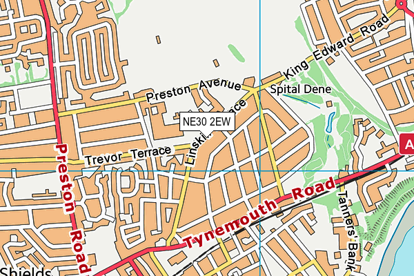 NE30 2EW map - OS VectorMap District (Ordnance Survey)