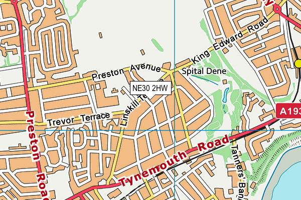 NE30 2HW map - OS VectorMap District (Ordnance Survey)