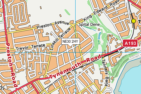 NE30 2HY map - OS VectorMap District (Ordnance Survey)