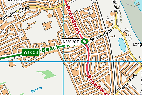 NE30 2QT map - OS VectorMap District (Ordnance Survey)