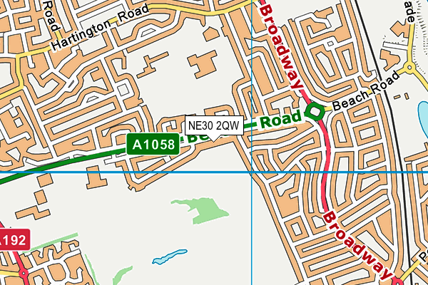 NE30 2QW map - OS VectorMap District (Ordnance Survey)