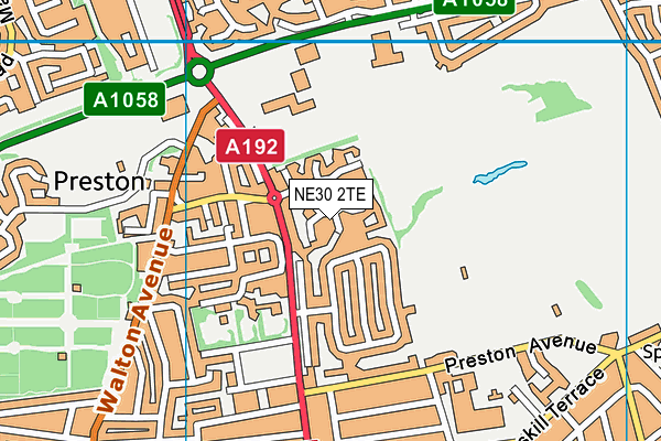 NE30 2TE map - OS VectorMap District (Ordnance Survey)