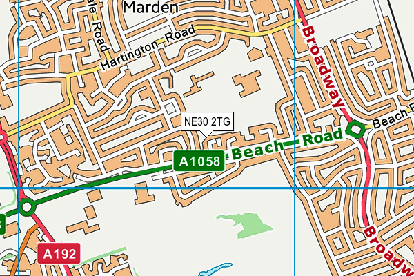 NE30 2TG map - OS VectorMap District (Ordnance Survey)
