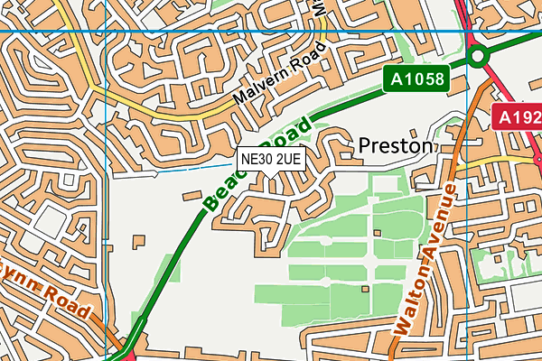 NE30 2UE map - OS VectorMap District (Ordnance Survey)