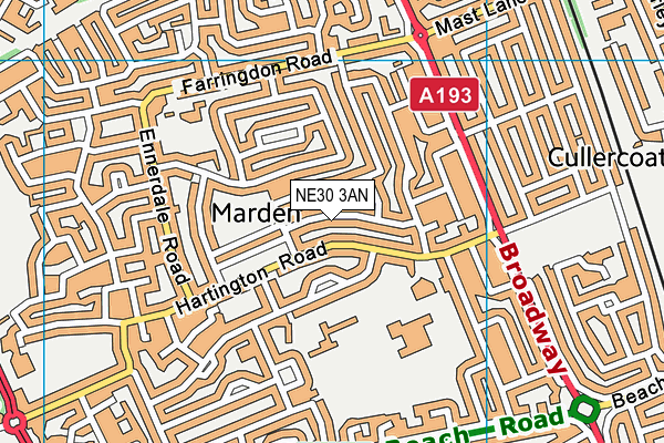 NE30 3AN map - OS VectorMap District (Ordnance Survey)