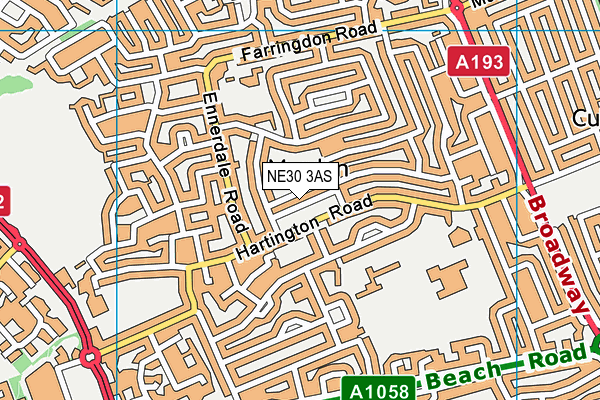 NE30 3AS map - OS VectorMap District (Ordnance Survey)