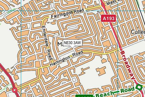 NE30 3AW map - OS VectorMap District (Ordnance Survey)