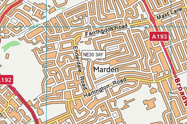 NE30 3AY map - OS VectorMap District (Ordnance Survey)