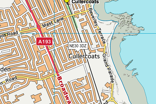 NE30 3DZ map - OS VectorMap District (Ordnance Survey)