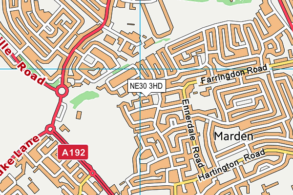 NE30 3HD map - OS VectorMap District (Ordnance Survey)