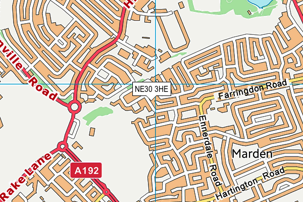 NE30 3HE map - OS VectorMap District (Ordnance Survey)