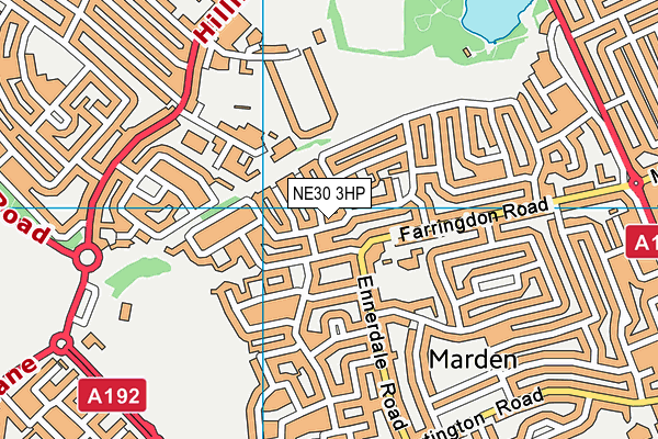NE30 3HP map - OS VectorMap District (Ordnance Survey)