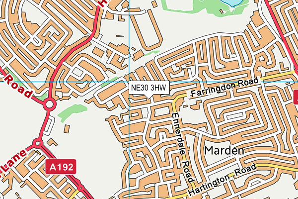 NE30 3HW map - OS VectorMap District (Ordnance Survey)