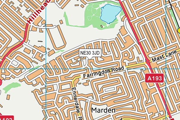 NE30 3JD map - OS VectorMap District (Ordnance Survey)