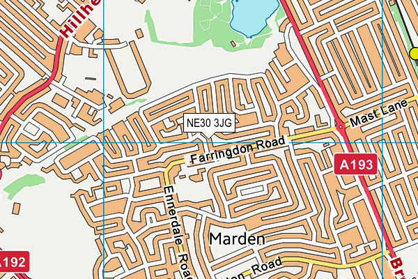 NE30 3JG map - OS VectorMap District (Ordnance Survey)