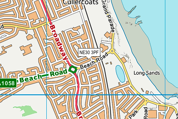 NE30 3PF map - OS VectorMap District (Ordnance Survey)