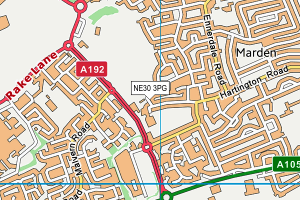 NE30 3PG map - OS VectorMap District (Ordnance Survey)