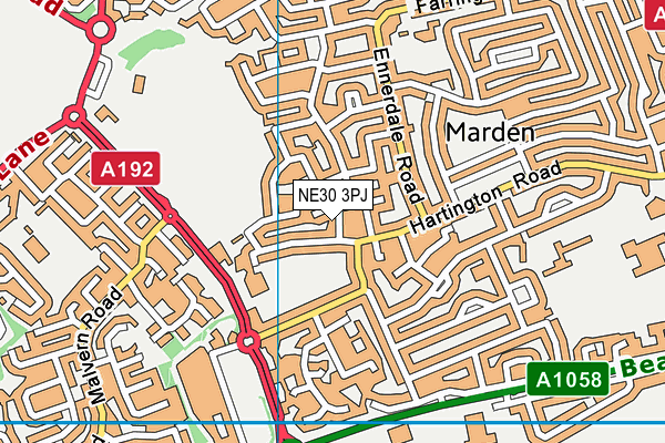 NE30 3PJ map - OS VectorMap District (Ordnance Survey)