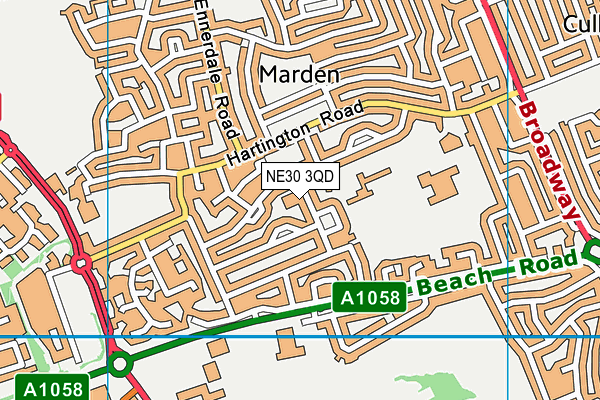 NE30 3QD map - OS VectorMap District (Ordnance Survey)