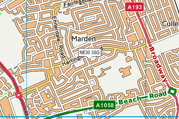 NE30 3SG map - OS VectorMap District (Ordnance Survey)
