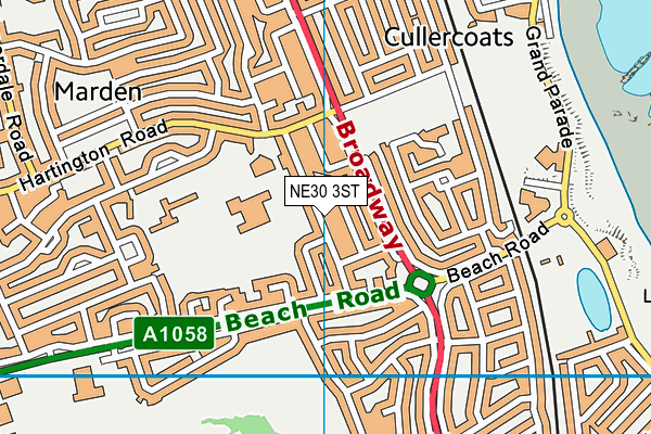 NE30 3ST map - OS VectorMap District (Ordnance Survey)